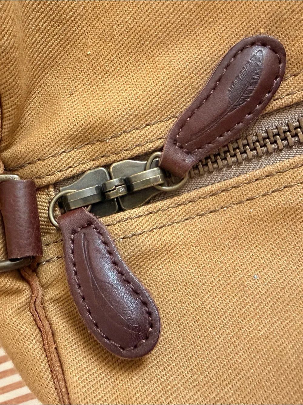 Men's Tan Canvas Duffel with Dark Brown Leather Accents